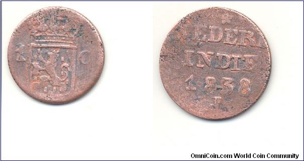 Duch east indies  - coin minted in amsterdam mint during 1838