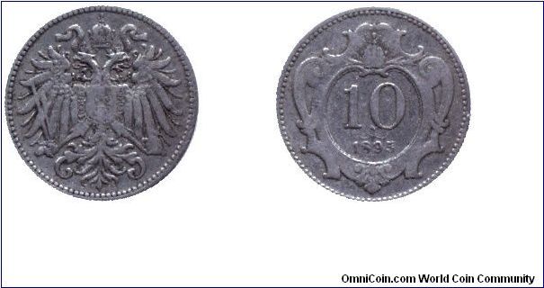 Austria, 10 heller, 1895, Ni.                                                                                                                                                                                                                                                                                                                                                                                                                                                                                       