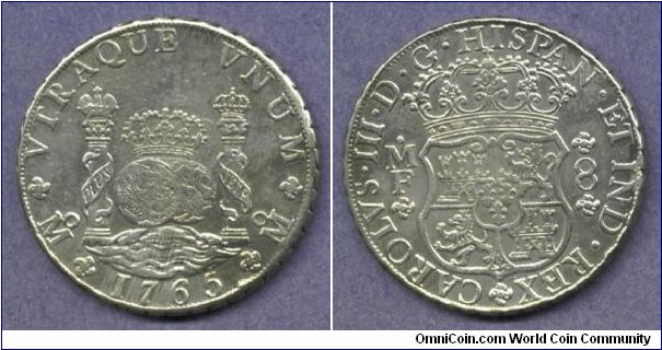 Mexican (Under Spanish rule) 8 Reales in about uncirculated state. This coin type was one of the major currencies used in early America.