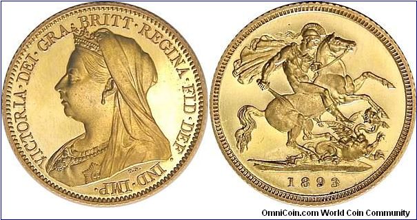 1893 Proof Half Sovereign