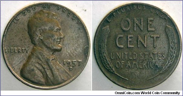 1 Cent. 1957-D.                                                                                                                                                                                                                                                                                                                                                                                                                                                                                                     