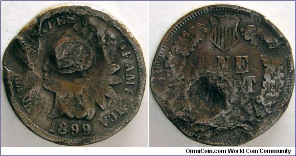 One cent.

A heavily damaged cull.                                                                                                                                                                                                                                                                                                                                                                                                                                                                                