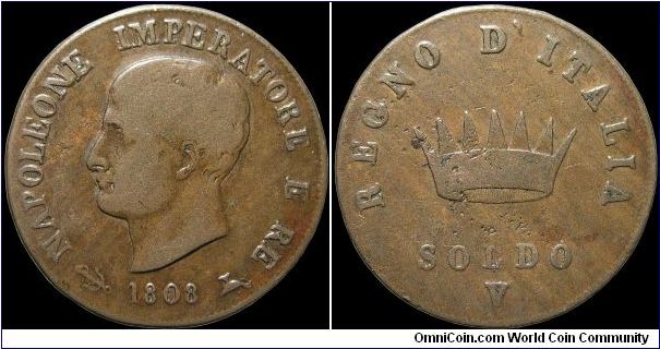 Soldo, Napoleonic Kingdom of Italy.

Venice mint.                                                                                                                                                                                                                                                                                                                                                                                                                                                                 
