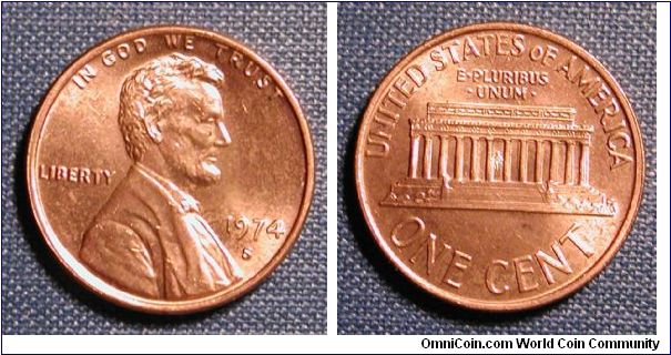 1974-S Lincoln Memorial Cent