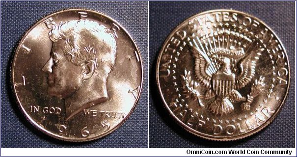 1965 Kennedy Half Dollar taken from SMS set.