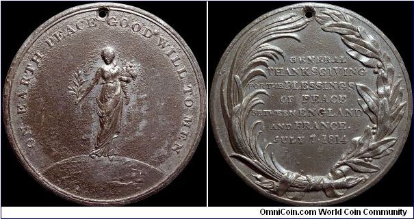 The Peace of Paris, Great Britain.

A mule of the obverse of BHM 841 and the reverse of BHM 831. As a note, all medals that use this reverse are at least R if not RRR.                                                                                                                                                                                                                                                                                                                                           