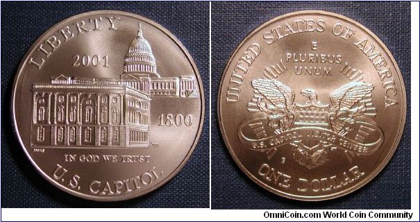 2001 Capitol Visitors Center Silver Dollar