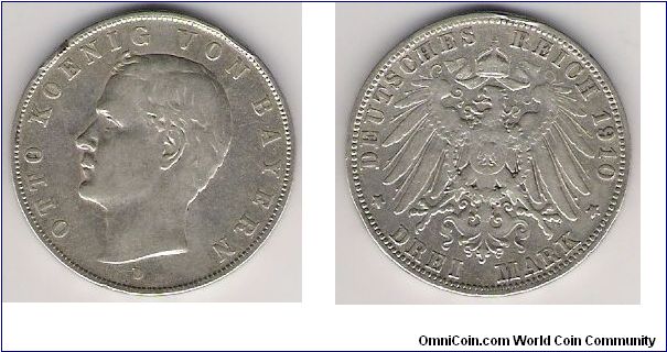 Germany - Barvaria 1910D 3 Mark