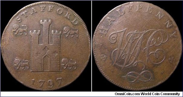 ½ Penny Token (D & H 21 - Staffordshire, Stafford)                                                                                                                                                                                                                                                                                                                                                                                                                                                                  