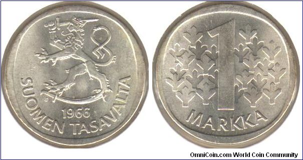 1 markka. Ag .350 Reverse has both incuse and relief design elements.