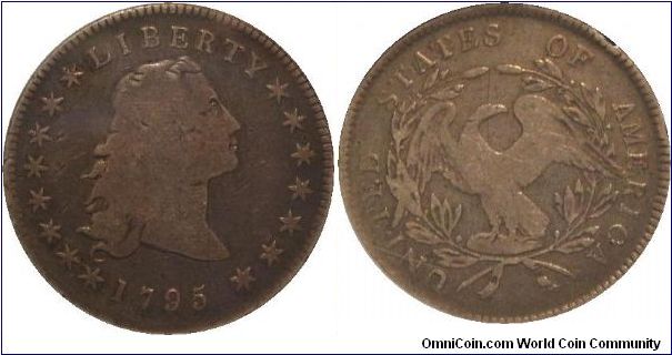 Flowing Hair Dollar.  The surface quality and grey-brown toning on this early dollar are perfect for the grade. Distracting marks are limited to reverse rim dings at 1:00 and 3:00. Overall a pleasing example of this first US dollar type.