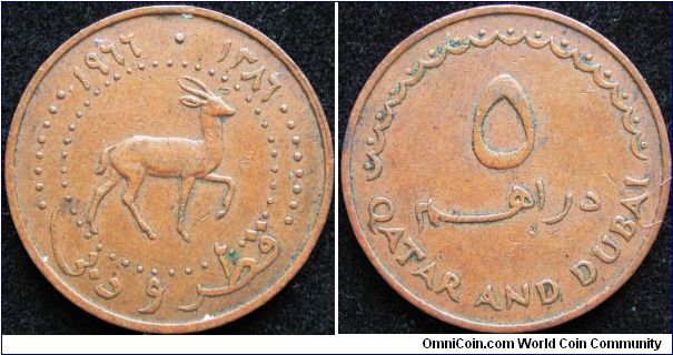 5 Dirhems
Bronze
QUATAR & DUBAI
AH 1386