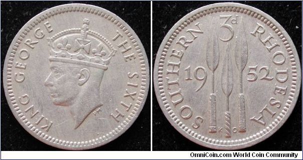3 Pence
Cu-Ni
Southern Rhodesia
George VI