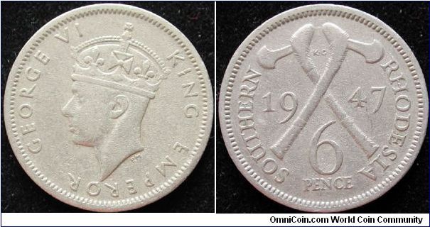 6 Pence
Cu-Ni
Southern Rhodesia
George VI
King & Emperor