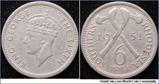 6 Pence
Cu-Ni
Southern Rhodesia
George VI
