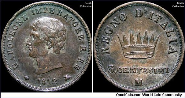 3 Centesimi, Napoleonic Kingdom of Italy.

Milan mint.                                                                                                                                                                                                                                                                                                                                                                                                                                                            