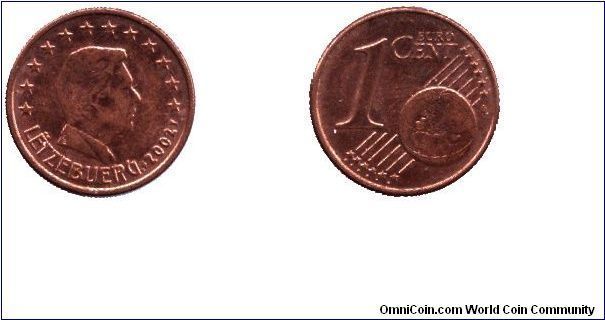 Luxembourg, 1 cent, 2002, Cu-St.                                                                                                                                                                                                                                                                                                                                                                                                                                                                                    
