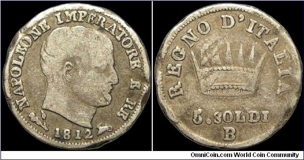 5 Soldi, Napoleonic Kingdom of Italy.

Bologna mint. Rare.                                                                                                                                                                                                                                                                                                                                                                                                                                                        