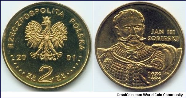 Poland, 2 zlote 2001.
King Jan III Sobieski (1674-1696).