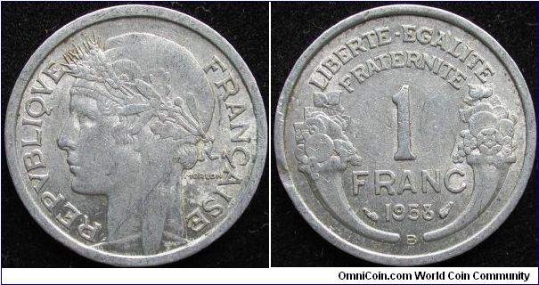 1 Franc
Aluminium
Mintmark B
