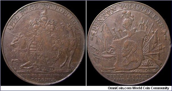 ½ Penny Conder Token.

PENRYN VOLUNTEERS upon a ribbon.                                                                                                                                                                                                                                                                                                                                                                                                                                                           