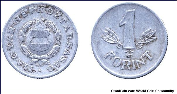 Hungary, 1 forint, 1967, Al, People's Republic of Hungary.                                                                                                                                                                                                                                                                                                                                                                                                                                                          