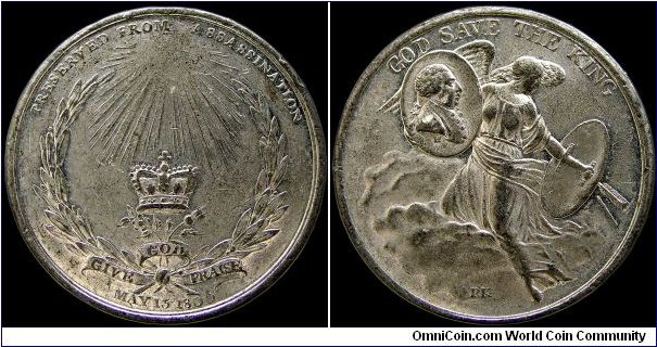 King George III Preserved from Assassination, Great Britain.

A second example of the white metal strike.                                                                                                                                                                                                                                                                                                                                                                                                         