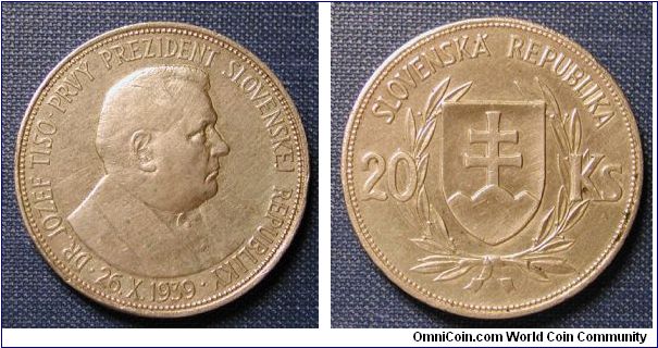 1939 Slovakia 20 Korun