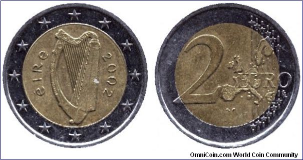 Ireland, 2 euros, 2002, Cu-Ni-Ni-S, bi-metallic.                                                                                                                                                                                                                                                                                                                                                                                                                                                                    