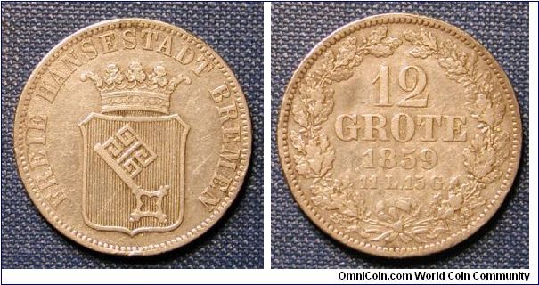1859 German States Bremen 12 Grote