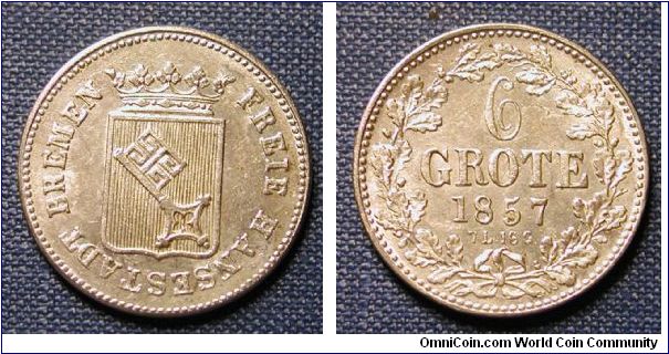 1857 German States Bremen 6 Grote