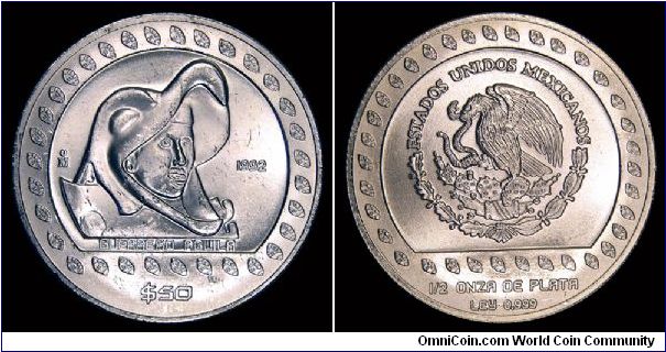 1992 Mexico, 50 Pesos. 50th Anniversary of the Nationalization of the Oil Industry. KM 555. Mintage 50,000.