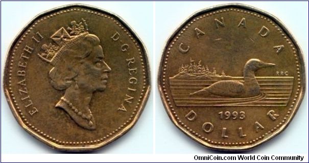 Canada, 1 dollar 1993.
Queen Elizabeth II.