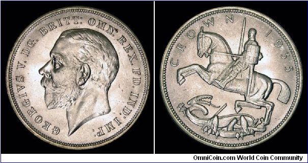 1935 Great Britain Crown, George V, Silver Jubilee. Rev: St. George slaying the dragon. KM.842, Spink 4048. UNC.