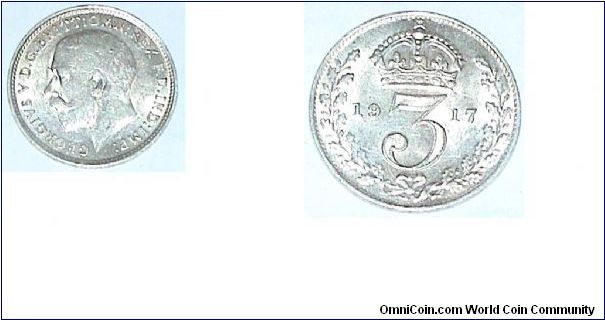 3 Pence. George V. Silver coin.