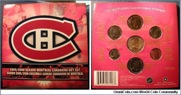 2005/2006 Canada Montreal Canadiens Gift set w/Colorized Quarter.