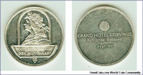 A VERY limited edition commemorative that was given out to invited guests at the Grand opening of this hotel in Budappest. MUCH prettier than the scan shows. One full OZ. of Silver.