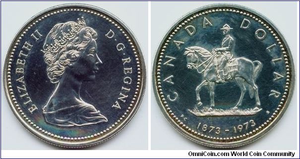 Canada, 1 dollar 1973.
Queen Elizabeth II.
RCMP Centennial.