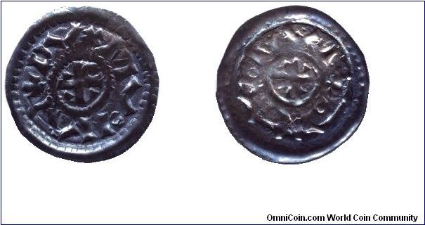 Hungary, denár, no date, Ag, from Duke Géza (1064-1074), DUX MUONAS.                                                                                                                                                                                                                                                                                                                                                                                                                                                