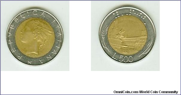 Italia 500 Lira Bi-metal.