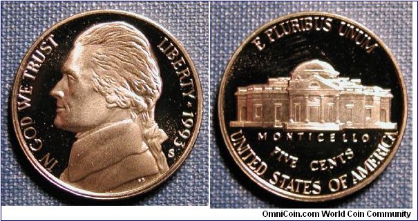 1993-S Jefferson Nickel Proof