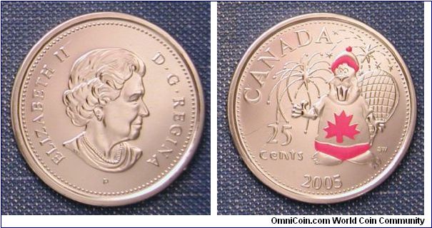 2005 Canada Colorized Quarter Canada Day.