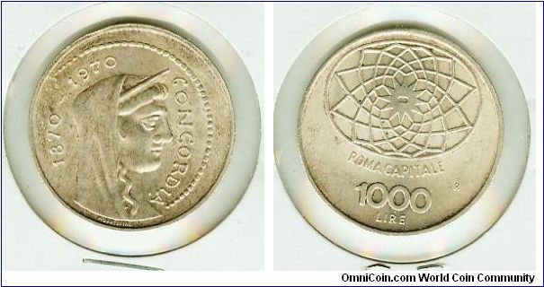 Italy Commemorative  100 Yrs. Concordia L1000.