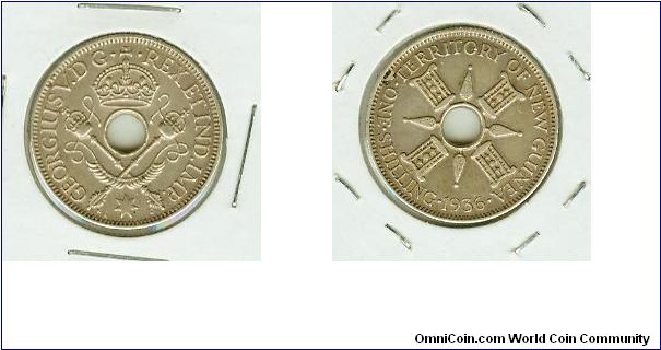 TERRITORY OF NEW GUINEA 1936 ONE SHILLING. THIS IS A COIN YOU DON'T SEE VERY OFTEN, AND THIS IS A HARD DATE!
