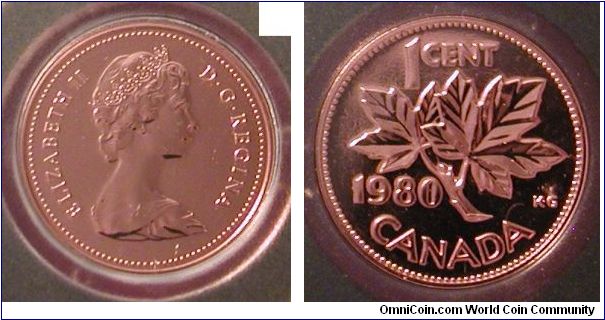 1980 Canada cent from Double Dollar Set.