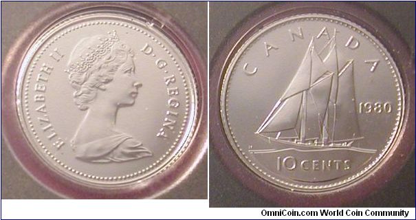 1980 Canada 10 Cents from Canada Double Dollar Set.