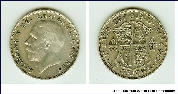 1935 SILVER HALF CROWN.