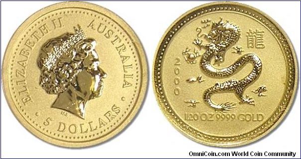 2000 Year of the Dragon 1/20th oz Bullion