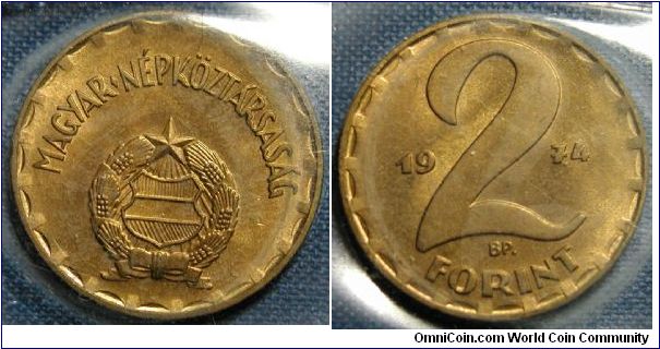 1974 Hungary 2 Forint from Hungary Mint Set.