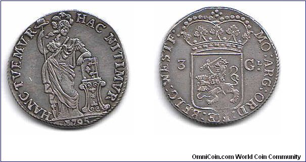 1785 3 Gulden piece minted for West Friesland